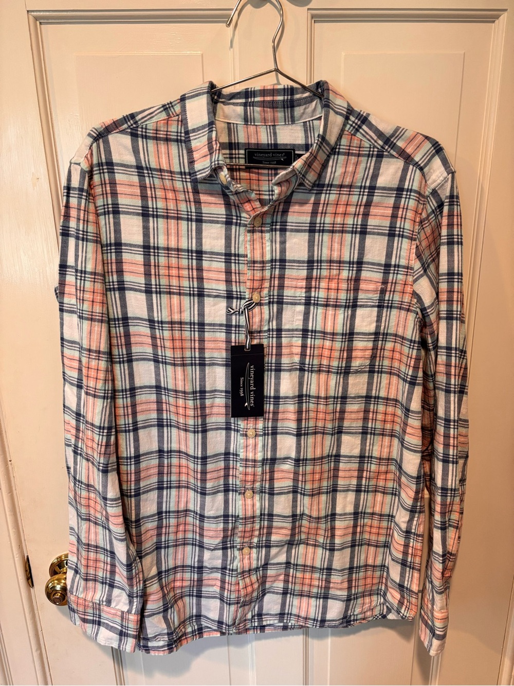 Vineyard Vines Peaches & Cream Plaid Button-Up